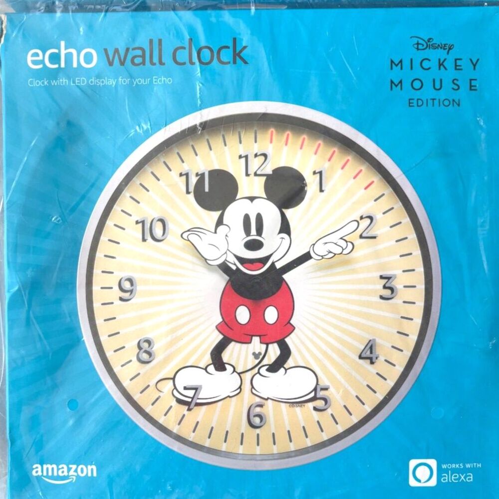 Amazon Echo Alexa Wall Clock Digital LED Smart Disp. Mickey Mouse Edition-NIB